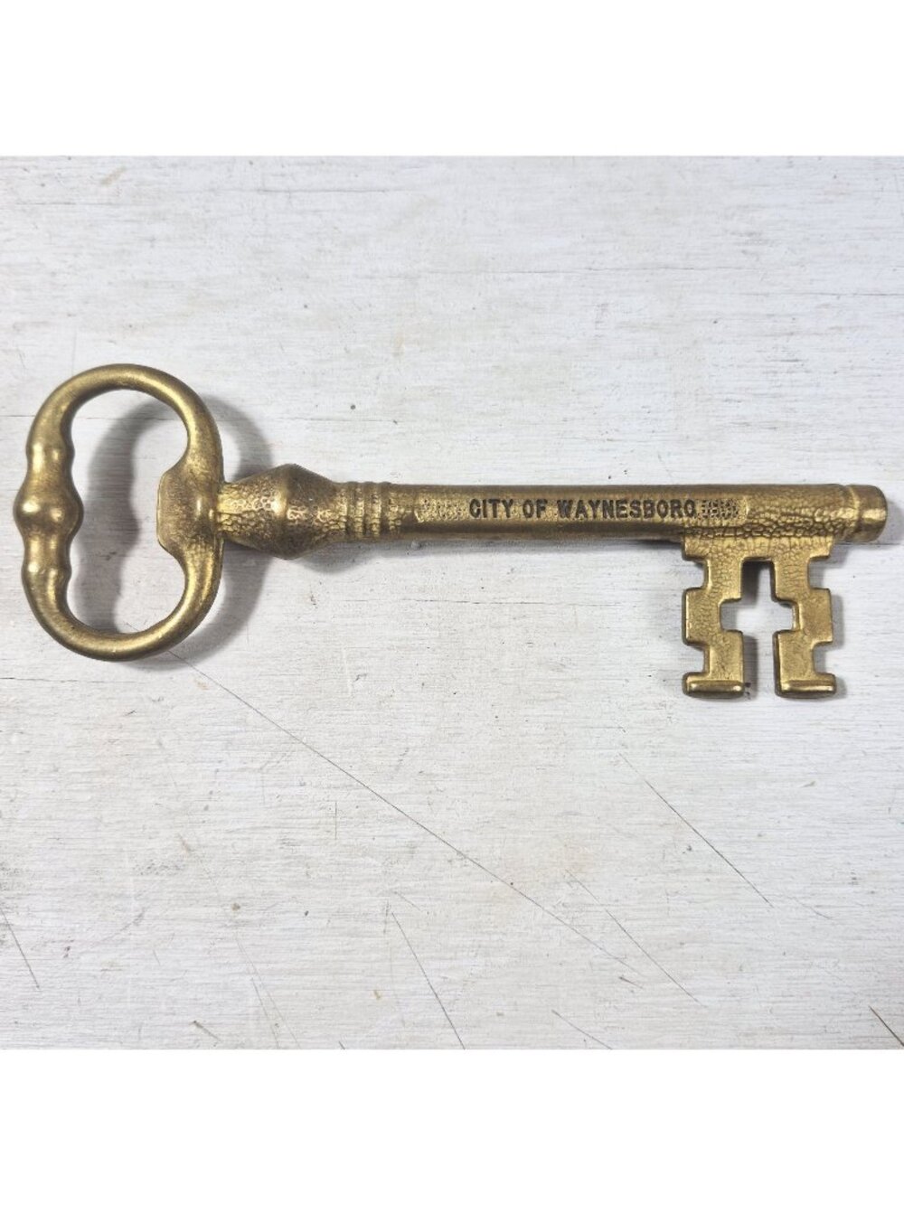 Vintage City of Waynesboro Virginia Large Brass Ceremonial Presentation Key